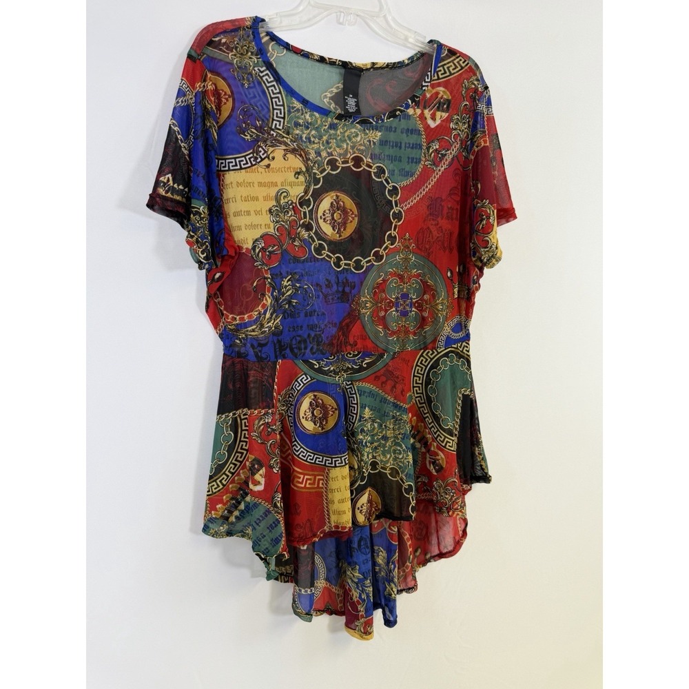 Jennifer‎ Lauren® Hail the Queen Sheer Short Sleeve Stretch Blouse Plus Size 2X